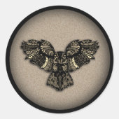 Sticker Rond Belle Chouette rustique (Devant)
