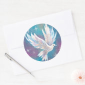 Sticker Rond Belle colombe blanche Parties scintillant blanche (Enveloppe)