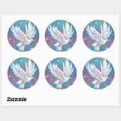 Sticker Rond Belle colombe blanche Parties scintillant blanche (Feuille)