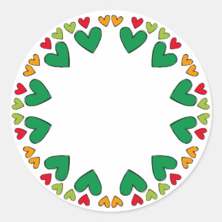 Sticker Rond Belle conception avec bordure de coeur
