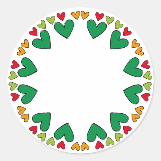 Sticker Rond Belle conception avec bordure de coeur (Devant)