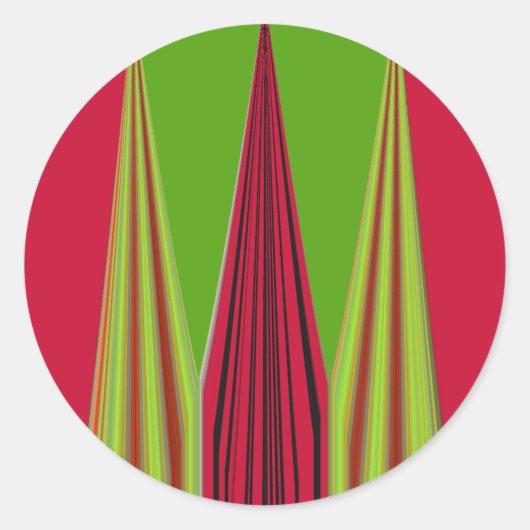 Sticker Rond Belle conception d'art fractal jaune rouge (Devant)