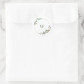 Sticker Rond Belle couronne d'aquarelle de verdure Monogramme (Sac)