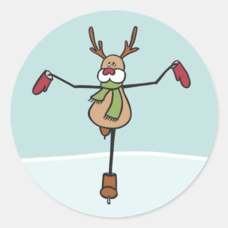 Sticker Rond Belle Dancing Reindee - Noël