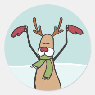 Sticker Rond Belle Dancing Reindee - Noël