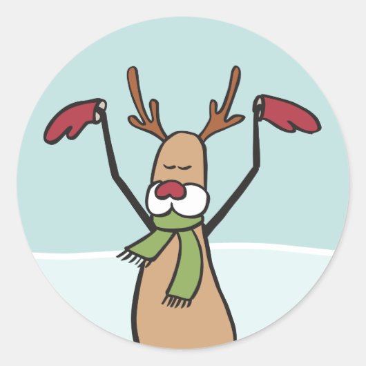 Sticker Rond Belle Dancing Reindee - Noël (Devant)