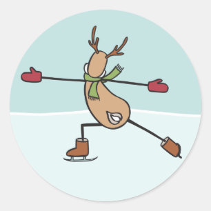 Sticker Rond Belle Dancing Reindee - Noël