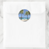 Sticker Rond Belle destination de plage tropicale (Sac)