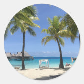 Sticker Rond Belle destination de plage tropicale (Devant)
