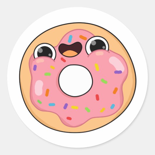 Sticker Rond Belle Donut rose Kawaii (Devant)