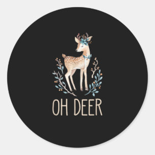 Sticker Rond Belle drôle de cerf Oh cerf design moderne