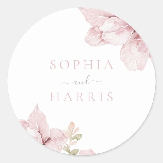 Sticker Rond Belle Elegance Blush Floral Mariage (Devant)