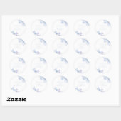 Sticker Rond Belle Elégance Sky Blue Floral Mariage (Feuille)