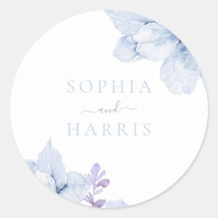 Sticker Rond Belle Elégance Sky Blue Floral Mariage