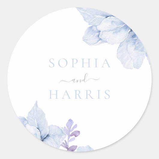 Sticker Rond Belle Elégance Sky Blue Floral Mariage (Devant)