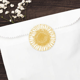 Sticker Rond Belle Elégante tournesol Jaune Mariage d'automne