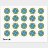 Sticker Rond Belle Extraordinaire Vert Bleu Cyan Art Design d'i (Feuille)