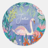 Sticker Rond Belle Faire-part de naissance d'oiseaux de cygne (Devant)