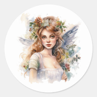 Sticker Rond Belle fée de Noël