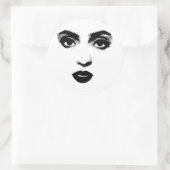 Sticker Rond Belle femme Yeux lèvres Maquillage visage Art orig (Sac)