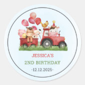 Sticker Rond Belle ferme Animaux fête d'anniversaire (Devant)