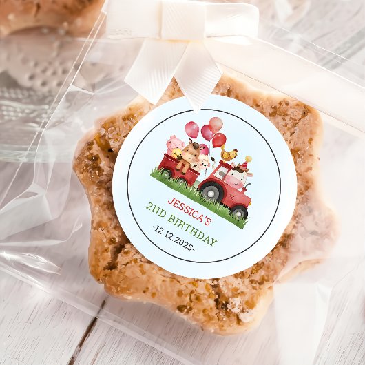 Sticker Rond Belle ferme Animaux fête d'anniversaire