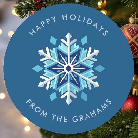 Sticker Rond Belle Fête de Noël de Snowflake