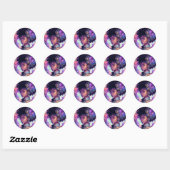 Sticker Rond Belle Fille Afro Haired (Feuille)