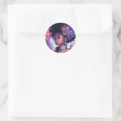 Sticker Rond Belle Fille Afro Haired (Sac)