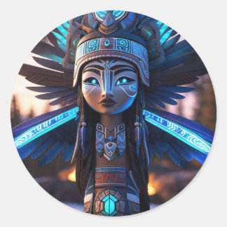 Sticker Rond Belle fille autochtone