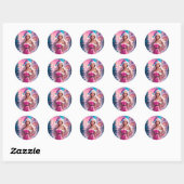 Sticker Rond Belle fille de Noël rose 01 (Feuille)