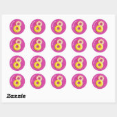 Sticker Rond Belle Fille Donut 8 Ans Saupoudrés violets (Feuille)