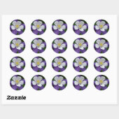 Sticker Rond Belle Fleur de Colombine Violette Blanche (Feuille)