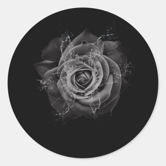 Sticker Rond Belle Fleur Rose noir Mariage Bachelorette B (Devant)