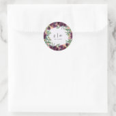 Sticker Rond Belle florale avec Mariage Monograms (Sac)