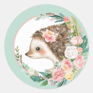 Sticker Rond Belle forêt Bois Animaux - Petit Hérisson