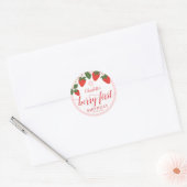 Sticker Rond Belle fraise sucrée 1er anniversaire (Enveloppe)