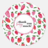Sticker Rond Belle fraises d'aquarelle motif merci (Devant)