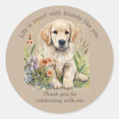 Sticker Rond Belle Golden Retriever Puppy Cookie Candy (Devant)
