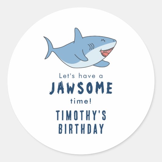 Sticker Rond Belle Grande White Sharks Ocean Anniversaire (Devant)