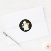 Sticker Rond Belle Halloween Ghost & Citrouille sur Black Class (Enveloppe)