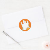 Sticker Rond Belle Halloween Ghost & Citrouille sur Orange Clas (Enveloppe)