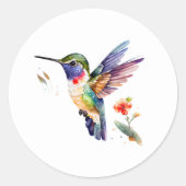 Sticker Rond Belle illustration de colibri coloré (Devant)