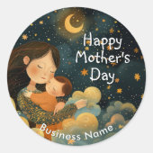 Sticker Rond Belle illustration de Mère & Enfant | Fête des mèr (Devant)