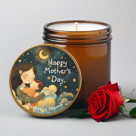 Sticker Rond Belle illustration de Mère & Enfant | Fête des mèr