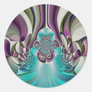 Sticker Rond Belle impression Angélique Purple et Cyan Abstrait