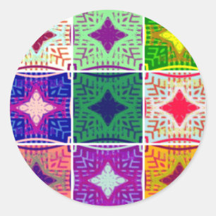 Sticker Rond Belle impression d'art à carreaux africains