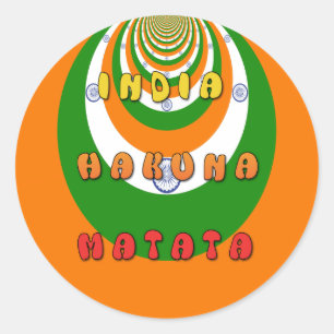 Sticker Rond Belle Inde couleurs drapeau national Hakuna Matata