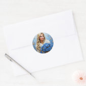 Sticker Rond Belle jeune fille de neige (Enveloppe)