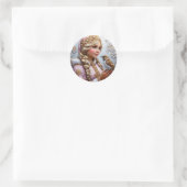 Sticker Rond Belle jeune fille de neige (Sac)